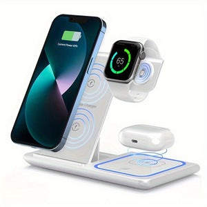 [Fast Charging Station] 3 In 1 Wireless Charging Station | 15W Fast Mag-Safe Charger Stand For IPhone16 15 14 13 12 11 X 8 Pro Max/Pro/Mini/Plus, IWatch Ultra 10/9/8 7/6/5/4/3/2 SE, AirPods 4/3/2/Pro/pro2