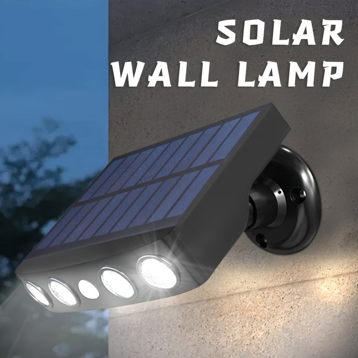 LED Solar Outdoor Lights - 1pc, Motion Sensor, 4 LED Security Lights with 3 Modes, Built-in 18650 Lithium Battery for Garden Wall Night Work