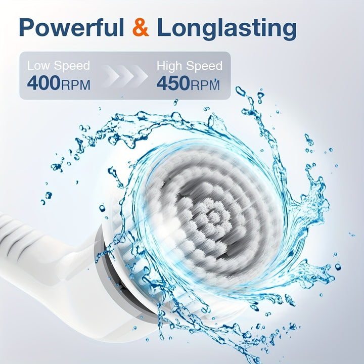 2025 9in 1 Electric Spin Scrubber | Dual Adjustable Speeds | Cordless | Adjustable & Detachable Handle | 9 Replaceable Brush Heads | Up to 420RPM | for Floor, Bathroom, Tub, Tile