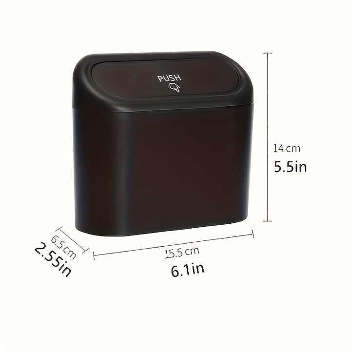 1pc Car Trash Can with Lid, Small Leak-Proof Hanging Auto Garbage Bin, Durable ABS Material, with Vehicle Waste Management for Auto