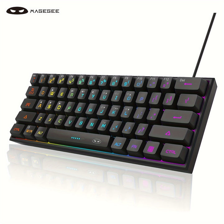 MageGee TS91 Mini 60% Gaming/Office Keyboard, Keycap Type Wired RGB Backlit Compact Computer Keyboard For Windows/Mac/Laptop