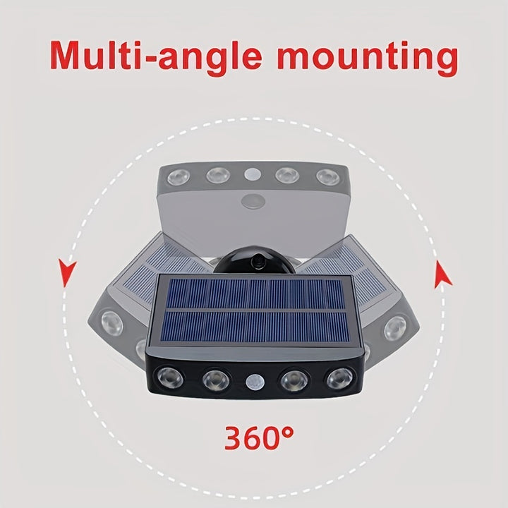LED Solar Outdoor Lights - 1pc, Motion Sensor, 4 LED Security Lights with 3 Modes, Built-in 18650 Lithium Battery for Garden Wall Night Work