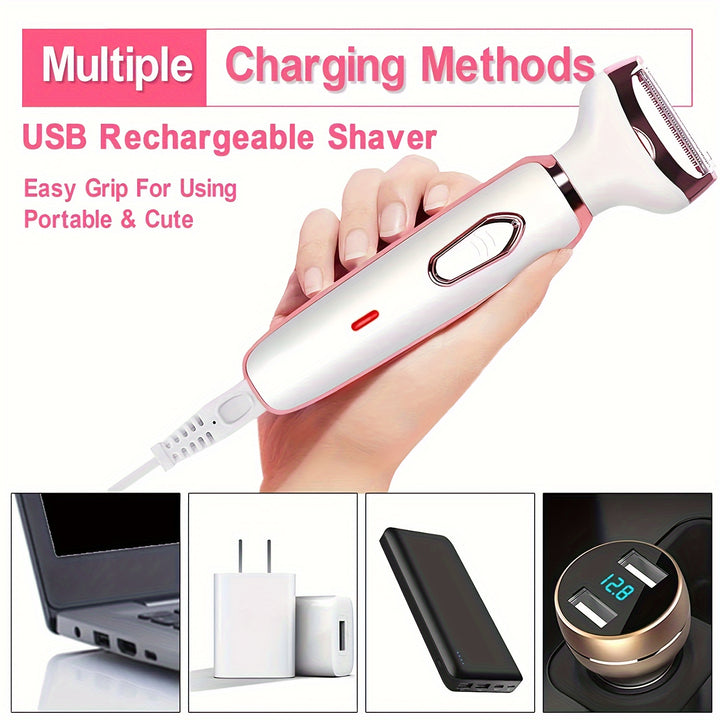 4in 1 Women's Electric Hair Remover/Women's Multi-Function Electric Hair Remover Set/Women's Bikini Trimmer/USB Rechargeable/Hair Remover for Eyebrows, Nose, Face, Legs, / Portable, Gentle, Women's Gift, Mother's Day Gift