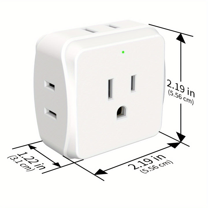 [5 Outlets Splitter Mini Extender] 1pc Mini Multi-Plug Wall Outlet Extender, 5 Outlets Splitter, Three-Way Plug Extender Multiple Outlet Adapter, Travel Essentials Power Outlet, Suitable For Home Office Cruise, White