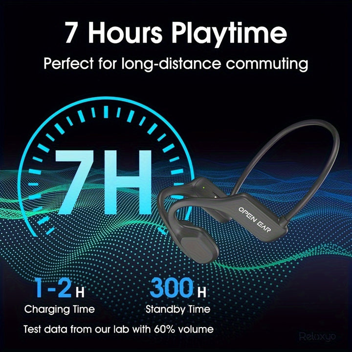 Up to 7 Hours Wireless Bone Conduction Headphones with ENC Microphone, Open Ear Air Conduction for Sports, Meeting, Driving, Expressman