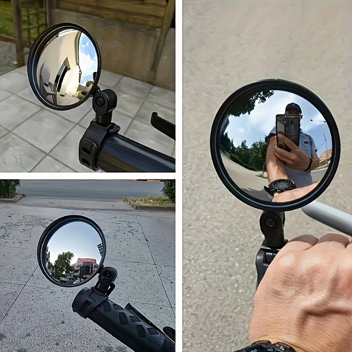 2pcs Adjustable & Rotatable Bike Rearview Mirrors - Enhance Road Safety, Fit, Black PVC