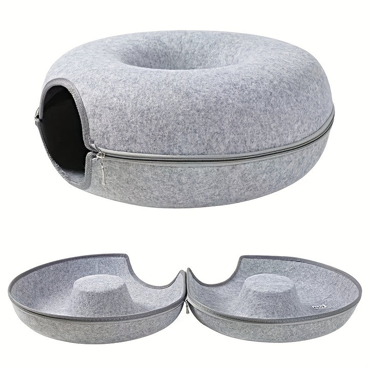 Spacious Multi-Cat Donut Bed - Detachable, Washable, Scratch-Resistant, Large Capacity for Indoor Cats - Perfect for Big Felines and Multiple Pets