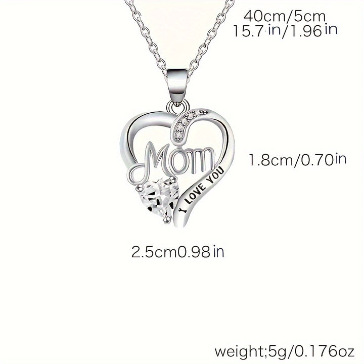 Hollow Heart MOM Design Pendant Necklace With Exquisite Soap Rose Gift Box Elegant Style Gift For Mother