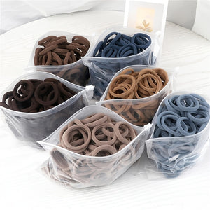 50pcs/Set Women   Basic Hair Bands 4cm Simple Solid Colors Elastic Headband Hair Ropes Ties Hair Accessories Ponytail Holder