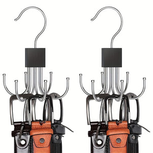 [Heavy-Duty Hanger] 6-Hook Heavy-Duty Rotating Organizer Hanger | Space-Saving Door/Wall Mount for Entryway, Closet, Retail Store - Polished Metal Finish for Coats, Hats, Scarves, Bags