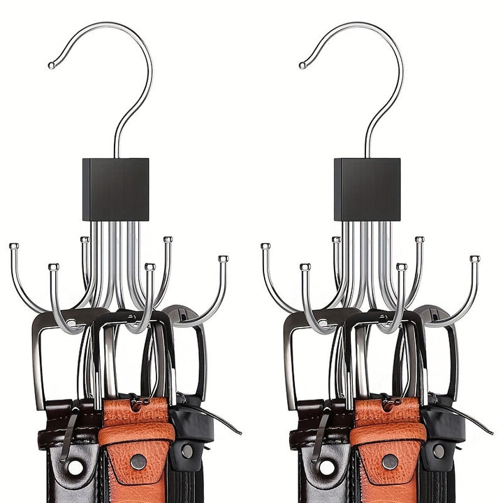 [Heavy-Duty Hanger] 6-Hook Heavy-Duty Rotating Organizer Hanger | Space-Saving Door/Wall Mount for Entryway, Closet, Retail Store - Polished Metal Finish for Coats, Hats, Scarves, Bags