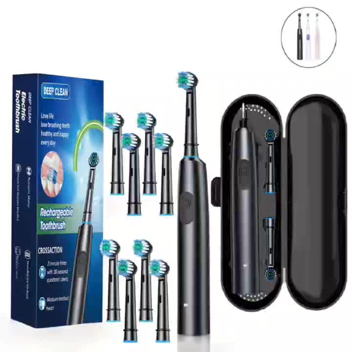 5 Modes Of Electric Toothbrush, 8-head Electric Toothbrush With Rotatable Soft Bristles - Quick Cleaning, USB Charging, Intelligent Timing Function, Including Travel Box - Perfect Gift For Both Men And Women, Black/pink/white