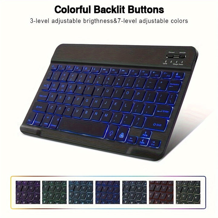 Ultra-Slim RGB Wireless Keyboard & Mouse Set - Portable, Rechargeable Wireless Combo for iPad, for iPhone, for SamSung Tablets, for Android Smartphones & Windows Devices