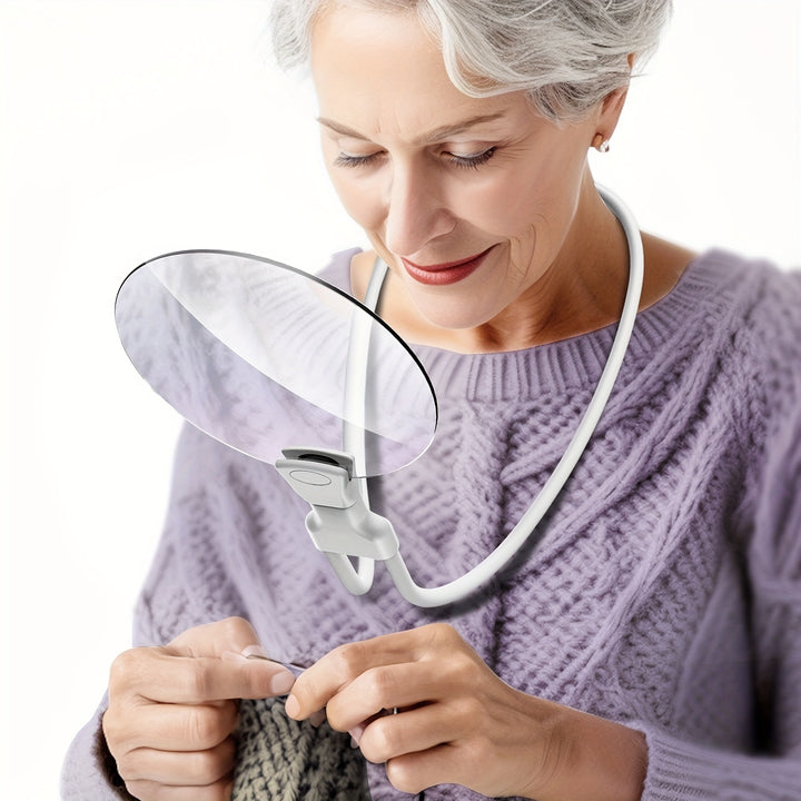 [5X Magnifying Glass] 5X Magnifying Glass with 5.12in Lens - Hands-Free Adjustable Neckwear for Seniors - Ideal for Reading, Sewing, Crafting, Cross Stitch - No Battery Required