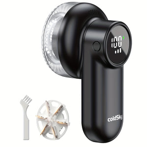 Cozy Clean, ColdSky wiederaufladbarer Stoffrasierer mit Digitalanzeige, 6-Blatt-Klingen & Sicherheitsverriegelung, 3-stufig einstellbarer Fusselentferner für Kleidung, Möbel & Decken, USB-Ladung, ergonomischer Griff, Fusselentferner Stoffrasierer