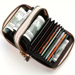 Stylish Womens Double Zipper Wallet - Compact Short Card Holder with Large Capacity, Practical Coin Purse for Everyday Use