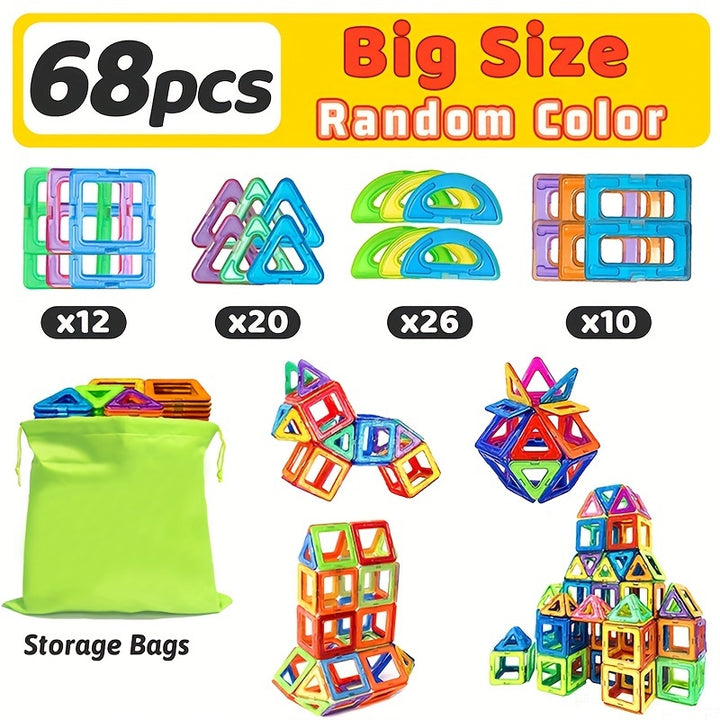 [STEM Construction] Magnetic Building Blocks | Large STEM Construction Toy Set | Assorted Colors | Educational | Birthday Gifts