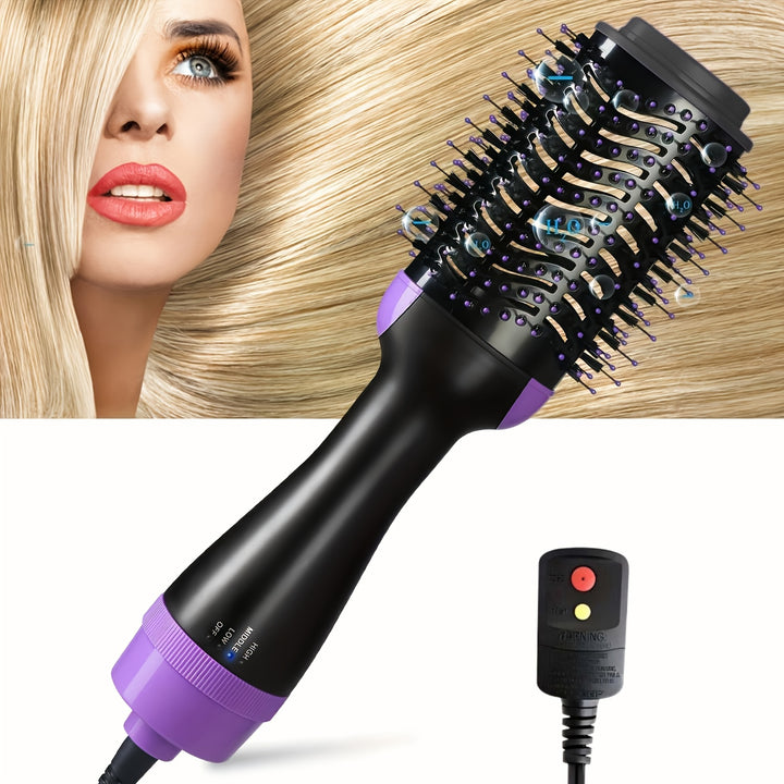 Brosse soufflante 4-en-1 avec température réglable - Réduit les frisottis et l'électricité statique pour tous les styles de cheveux avec des ions négatifs, poignée ergonomique - Brosse soufflante