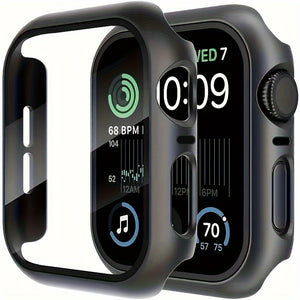 Kristallklar, ultra-dünne harte PC-Hülle mit HD-gehärtetem Glas-Schutzfolie für Apple Watch Series Ultra/10/9/8/7/6/5/4/SE - Kratzfestes Vollschutz-Bumper