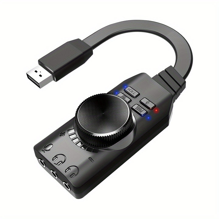 7.1 Channel External USB Computer Game Audio Card For Gaming External USB 3.5mm Adapter Audio Card Plug And Play PC Laptop