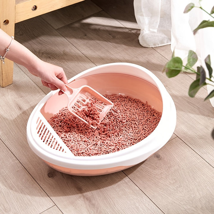 Pet Semi-Enclosed Cat Litter Box Detachable Cat Toilet with Cat Litter Shovel