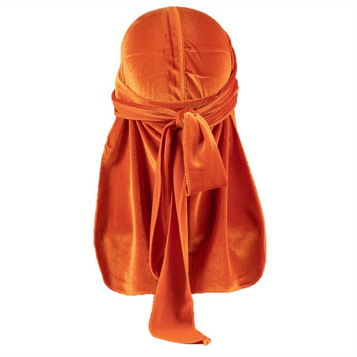 Durags en velours pour hommes - Longue queue, brillant, bonnet pour cheveux stylés