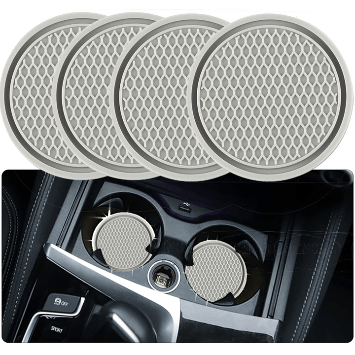 ZukMi Car Cup Coaster, Auto Car Cup Holder Insert Coasters Silicone Anti-Slip Drink Car Cup Mat, Universal Vehicle Interior Accessories 4pcs