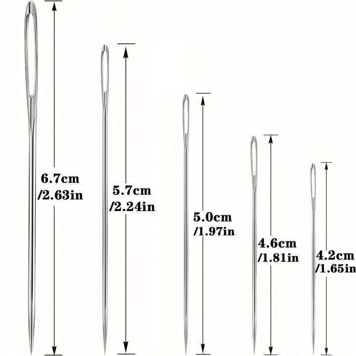 15pcs Large Eye Sewing Needles, Easy Thread Hand Embroidery Needle, 5 Sizes to Meet Different Needs, Suitable for Hand Sewing and Cross Stitch, Polished and Sharp