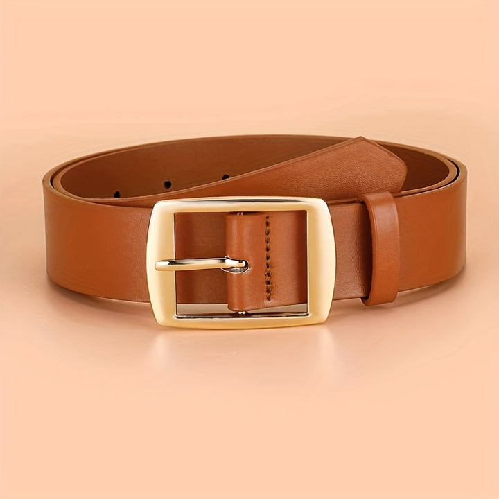 1pc Men's Fashionable PU Leather Belt, Simple And Retro Design Smooth Buckle Belt For Men Daily Life Christmas Gift