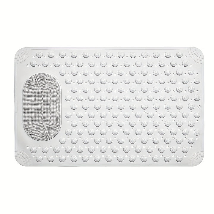 Light Blue Textured Anti-Slip Bath Mat with Drainage Holes - PVC Shower Stall Mat for Home Bathroom, Circular Pattern Design, 0.8cm Thick, 2600g/㎡, Rectangular Shape, Bathroom Accessories