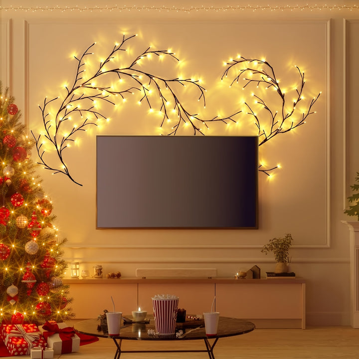 1pc 96LEDS Luces de Vides de Sauce Flexibles, Luz de Árbol de Abedul Blanco, Luz Decorativa de Árbol de Ratan de 8 Modos, Luz Nocturna Decorativa de Ambiente Interior para Sala de Estar, Fiesta Festival, Regalo Perfecto para Cumpleaños Navidad Hal