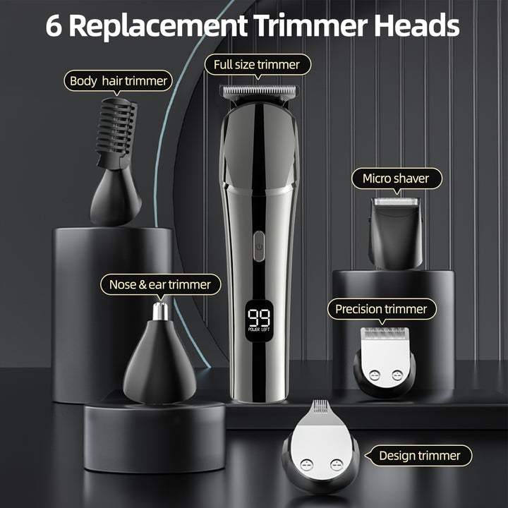 10-in-1 Men's Grooming Kit - Cordless Beard Trimmer, Hair Clippers, Body & Nose Hair Trimmer with Precision Blades, USB Rechargeable, 600mAh Lithium Battery, Includes Charging Stand - Ideal Gift for Him, Barber Accessories