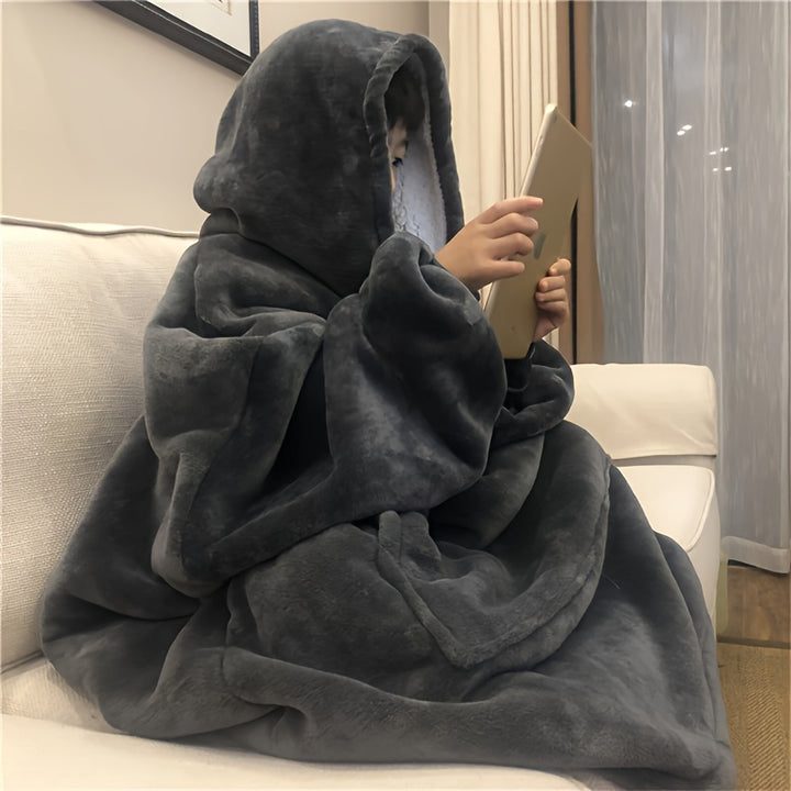 Soft Double-sided Wearable Hoodie Blanket Pajamas - Comfortable Over sized Hooded Blanket with Kangaroo Pockets, Machine Washable Christmas Gifts Valentine's Day, Suitable for Office, Festival, New Year's Gift