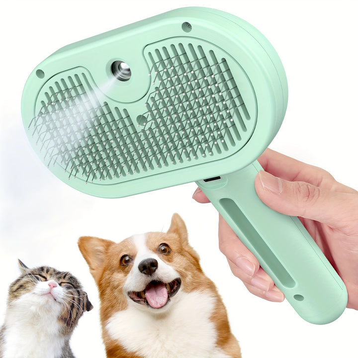 LIVEKEY Multifunctional Cat Steam Brush - USB Rechargeable Pet Grooming Tool for Shedding and Cleaning, Stainless Steel Bristles, Water-Activated, Dog Massager, Best Cat Hair Brush