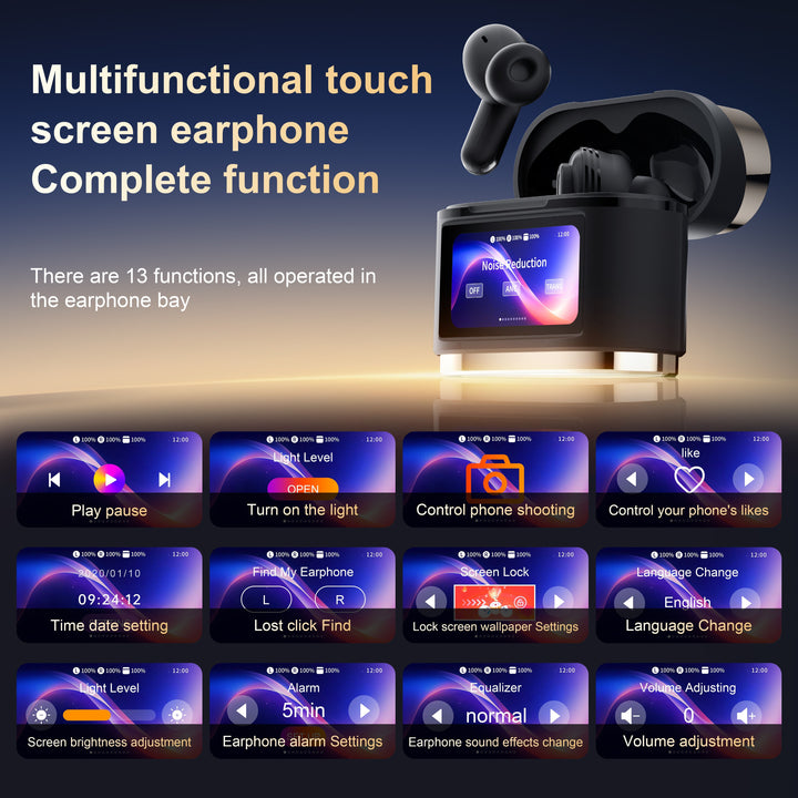 LIFEBEE 2024 Newly Upgraded Smart Touch Screen Headphones, Wireless Earbuds With Advanced ANC & ENC, Immersive Sound, Ergonomic Design, Long-Lasting Battery Sports Headphones, Built-in High-Quality Microphone.