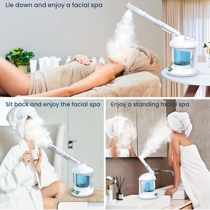 Vapeur Faciale, Fulog Nano Ionique Vapeur Faciale Pour Nettoyage Profond Du Visage Spa Facial À Domicile, Vapeur Faciale Portable Avec Bras Rotatif À 360° Et Kits De Peau En Acier, Utilisation Personnelle À Domicile Ou Au Salon