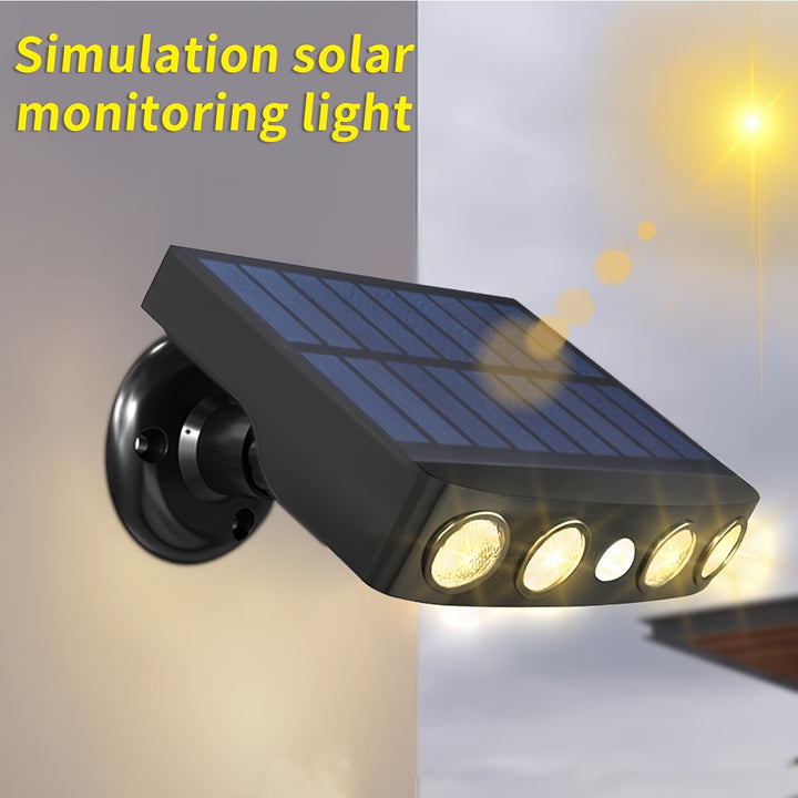 LED Solar Outdoor Lights - 1pc, Motion Sensor, 4 LED Security Lights with 3 Modes, Built-in 18650 Lithium Battery for Garden Wall Night Work