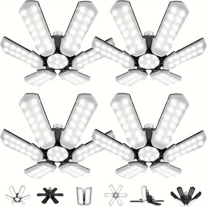 [Paneles Ajustables] Luces LED para Garaje | Paquete de 1/2/4 | Paneles Ajustables 6+1 | 5000 lúmenes, 6500 K | Iluminación de garaje | Para la Iluminación Navideña del Sótano del Granero | CA 110 V