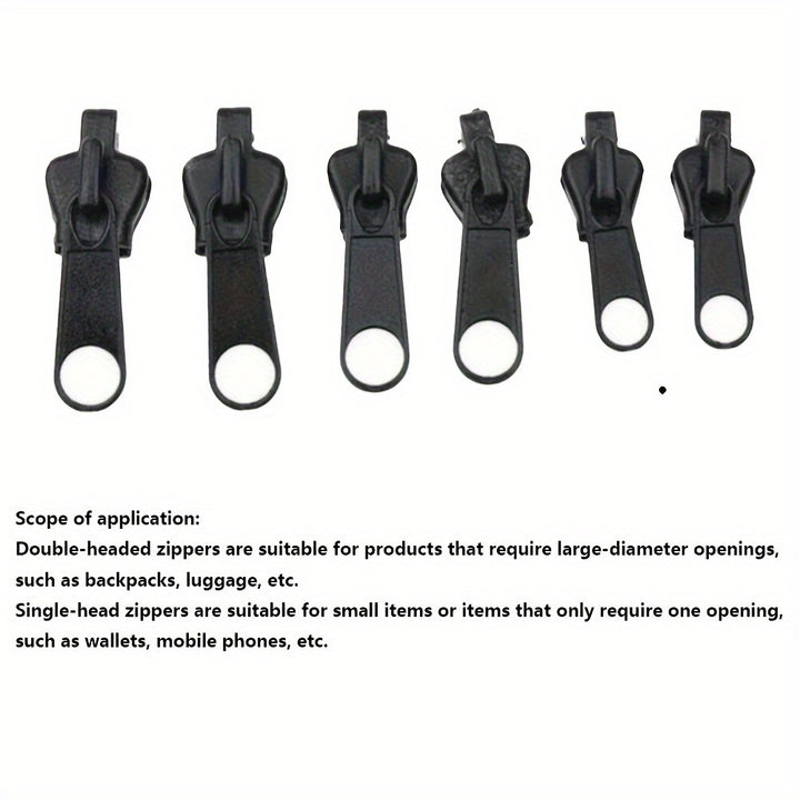 6pcs Instant Zipper Repair Kit With Universal Design & Multiple Sizes, Replacement Zipper