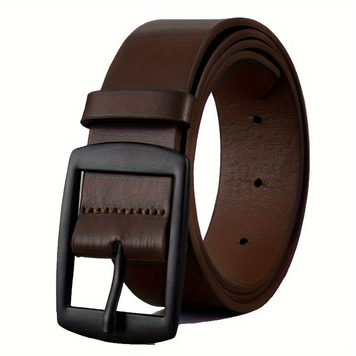 1pc Men's Fashionable PU Leather Belt, Simple And Retro Design Smooth Buckle Belt For Men Daily Life Christmas Gift