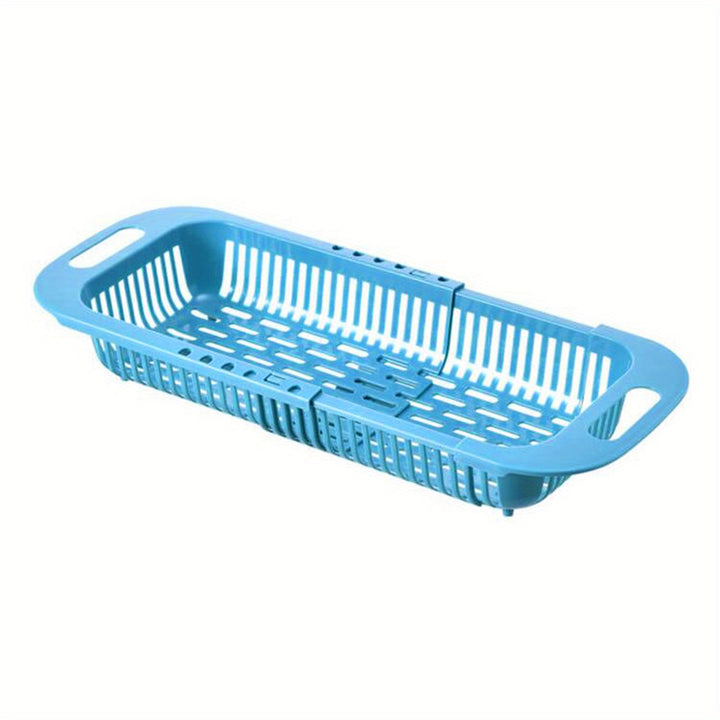 [1pc Retractable Kitchen Basket] 1pc Retractable Drain Rack - Kitchen Basket For Vegetables And Dishes, Plastic Dish Rack With Filter Basket - 13.5in/7.2in/2.5in - Easy To Clean And Store