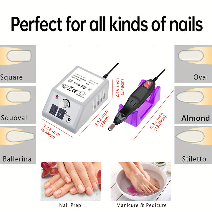 156pcs Professional Electric Nail Drill Machine Set - Low Noise, Vibration-Free, Adjustable Speed, LED Light, Ergonomic Design - For Acrylic Nail, Gel Art, Nail Polish Remover, Pedicure, Glazing, Polishing, and Grinding