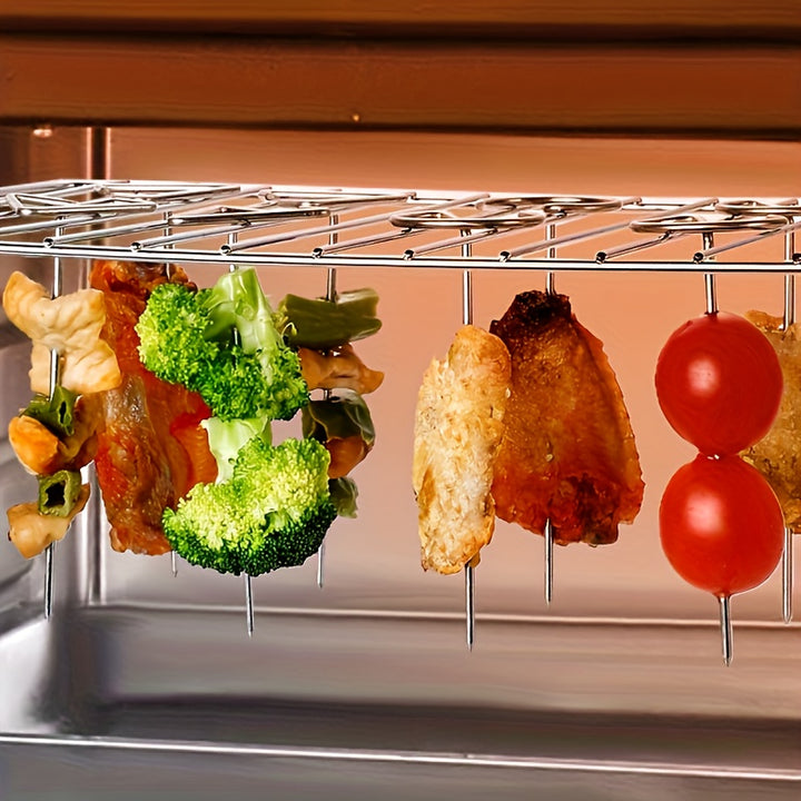 10 Pcs Air Fryer Stand-Up Skewers: Food Grade Stainless Steel, Thick, BBQ Kebab Sticks for Air Fryer and Oven