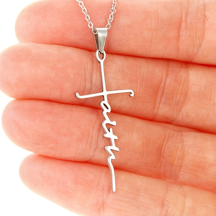 1pc New Stainless Steel Faith Word Church Prayer Religious Pendatn Necklace