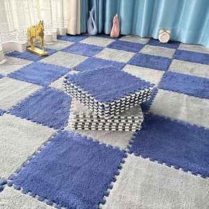 [40pcs Thickened Modern Plush Carpet] 40pcs Modern Plush Patchwork Thickened Carpet for Bedroom, Living Room, Coat Room, Rental House Renovation, Suitable for All Seasons