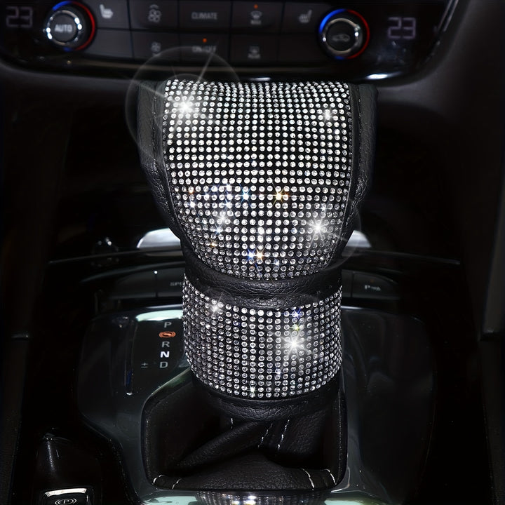 Bling Car Accessories for Women, Bling Steering Wheel Cover Bling Car Coasters Bling Set Seat Belt Shoulder Pads Ring Emblem Sticker Gear Shift Cover