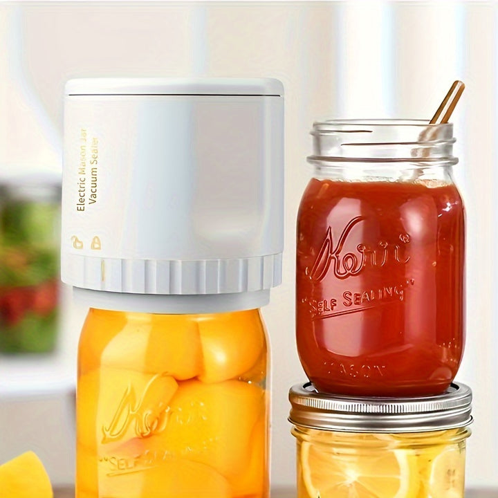 Scelleuse à vide électrique sans fil - 1 ensemble de scelleuse à vide pour bocaux Mason - S'adapte aux bocaux Mason à large ouverture et à ouverture régulière - Scelleuse à vide pour la conservation des aliments et la fermentation