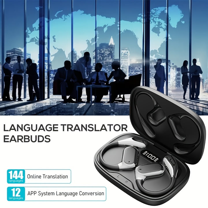 Translation Earphone - 144 Languages And Accents, Real-Time Language Translation, Wireless Connection, for IOS And Android, Perfect for Travel And Business Learning, Travel, Fashion Translators Headphones