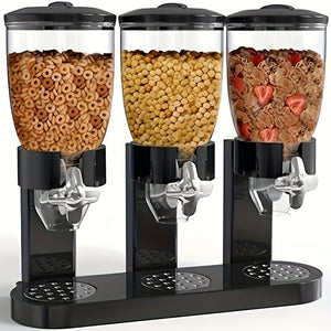 1pc Triple-Bucket Cereal Dispenser. Extra-Large Capacity StoragePerfect For Storing Grains, Candy, And Coffee Beans, This Moisture-proof And Bug-proof Dispenser Keeps Your Food Fresh And Organized!