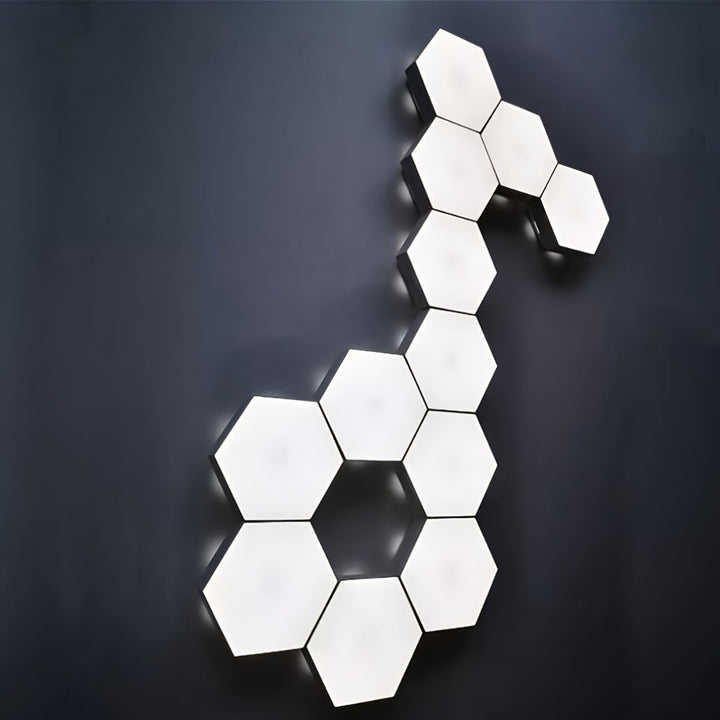 6-Pack Modern Touch-Controlled Hexagonal LED Wall Lights, DIY Assembly, Energy-Efficient Neutral White Lighting with Touch Night Light, Plastic Material, Wall-Mounted, Up-Light Illumination, USB Powered, No Battery Included